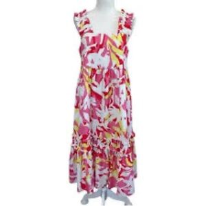 CROSBY BY MOLLIE BURCH Ruffled Bowie Dress M Tropics